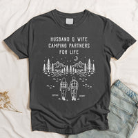 Husband And Wife Camping Partners For Life - Personalized Couple Matching Comfort Tee