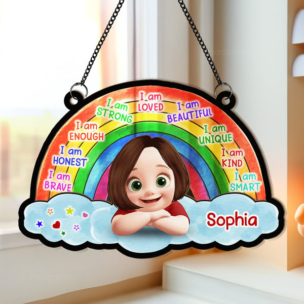 I Am Affirmation Rainbow - Personalized Window Hanging Suncatcher