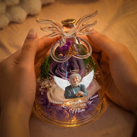 I Have An Angel In Heaven And I Call Her Mom - Personalized Flower In Glass Angel Figurines