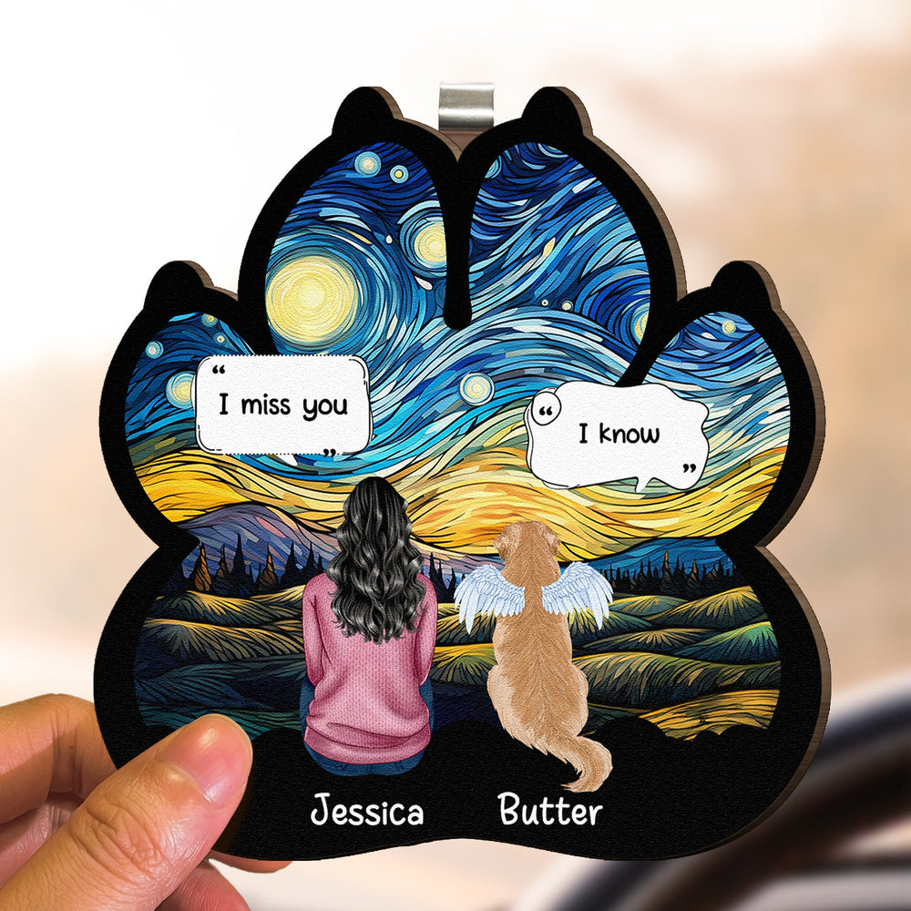 I Miss You I Know Pet Loss - Personalized Wooden Car Visor Clip