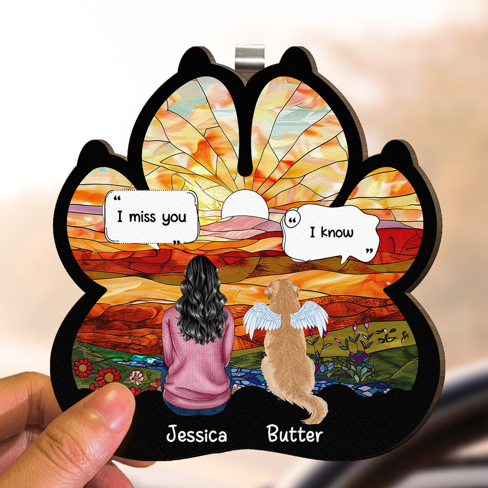 I Miss You I Know Pet Loss - Personalized Wooden Car Visor Clip
