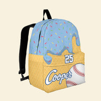 Ice Cream Baseball, Softball ,Custom Name & Number - Personalized Backpack