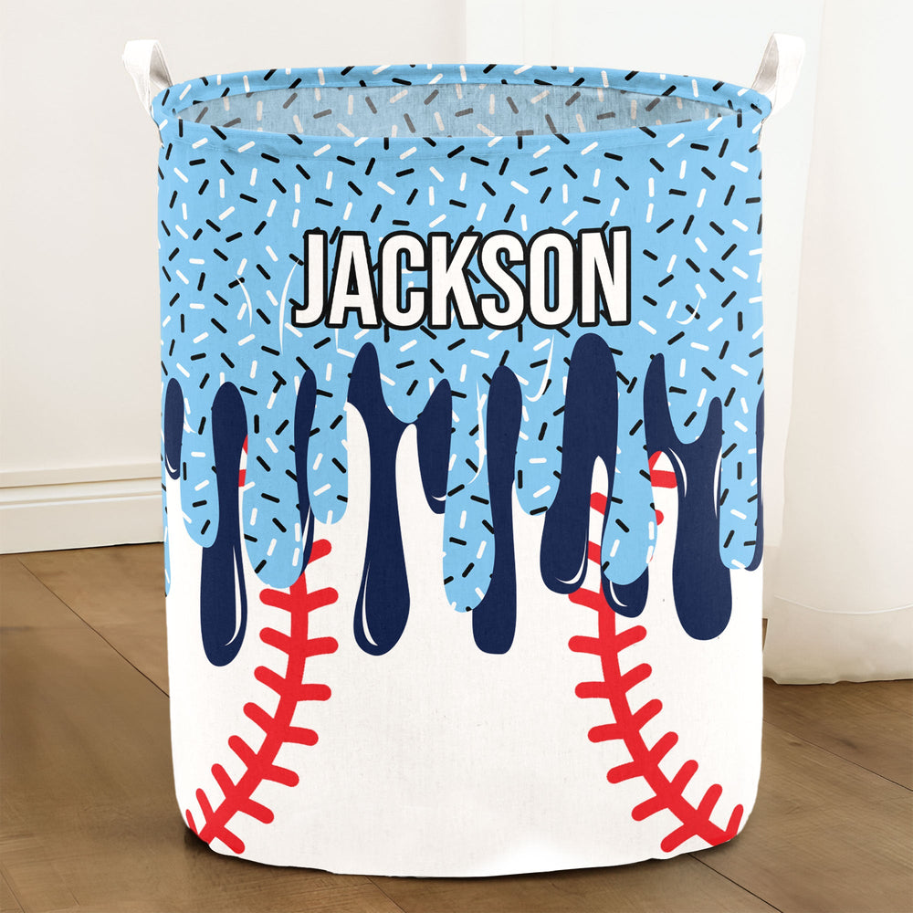 Custom Sports Ice Cream Drip Storage Basket - Personalized Laundry Hamper