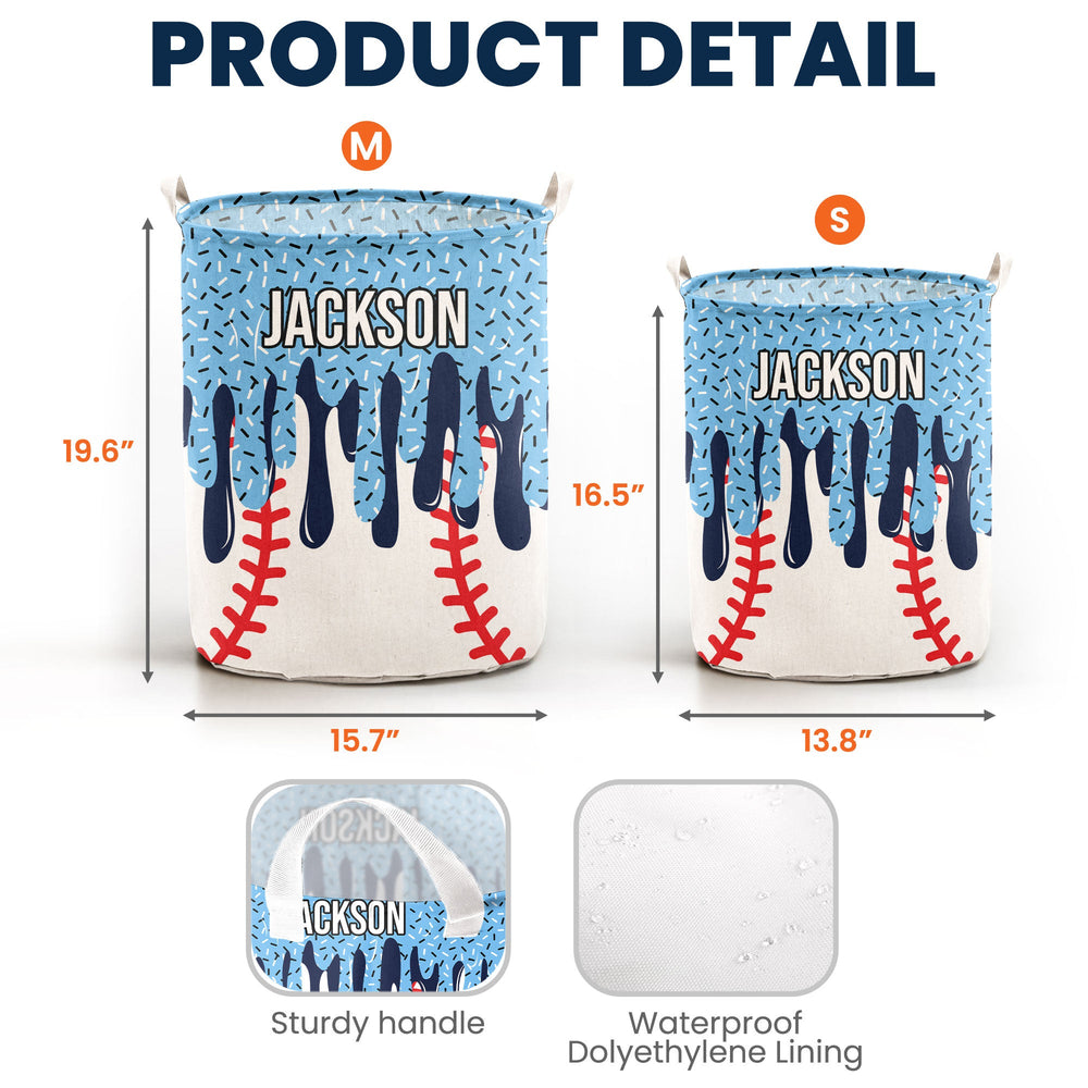 Custom Sports Ice Cream Drip Storage Basket - Personalized Laundry Hamper