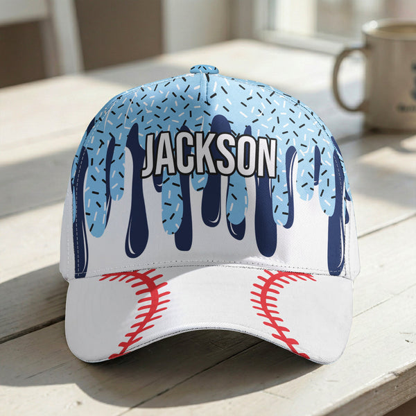 Personalized Ice Cream Drip Sports Cap - Custom Name Baseball & Multi-Sport Classic Snapback Hat