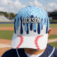 Personalized Ice Cream Drip Sports Cap - Custom Name Baseball & Multi-Sport Classic Snapback Hat