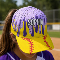 Personalized Ice Cream Drip Sports Cap - Custom Name Baseball & Multi-Sport Classic Snapback Hat