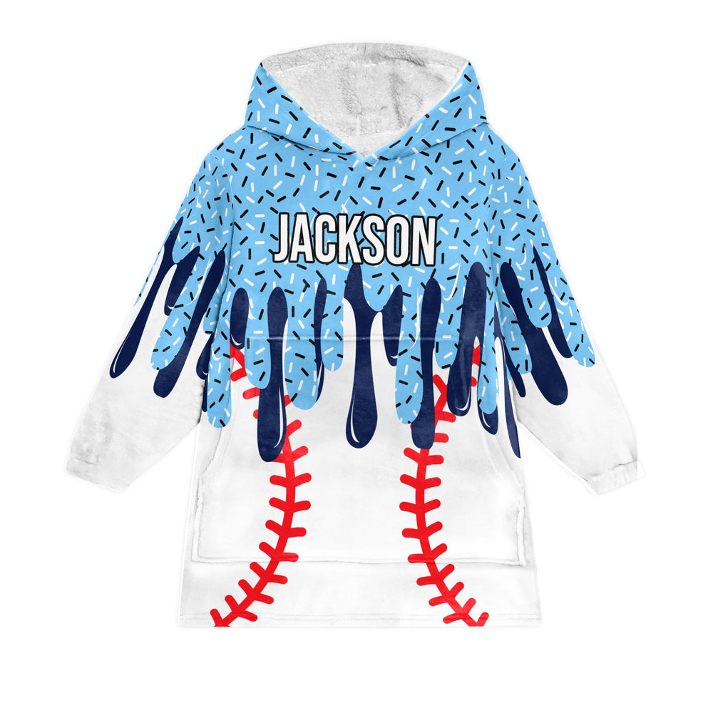 Personalized Ice Cream Drip Blanket Hoodie - Custom Sports Fan Gift