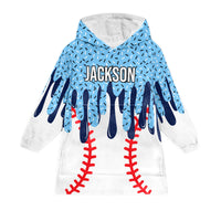 Personalized Ice Cream Drip Blanket Hoodie - Custom Sports Fan Gift