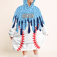 Personalized Ice Cream Drip Blanket Hoodie - Custom Sports Fan Gift