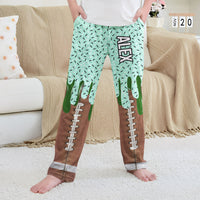 Personalized Ice Cream Drip Sports Lounge Pants, Custom Baseball Softball Soccer Pajama Pants for Kids & Adults