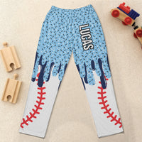 Personalized Ice Cream Drip Sports Lounge Pants, Custom Baseball Softball Soccer Pajama Pants for Kids & Adults