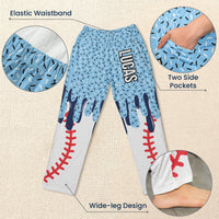 Personalized Ice Cream Drip Sports Lounge Pants, Custom Baseball Softball Soccer Pajama Pants for Kids & Adults