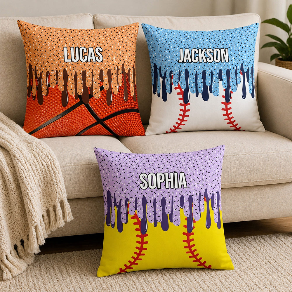 Personalized Sports Ice Cream Drip Pillow - Custom Name Gift