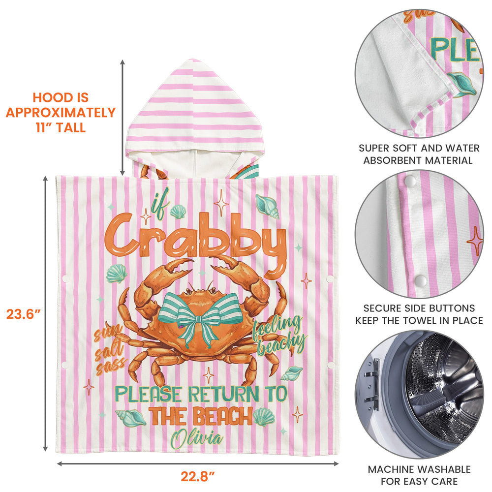 If Crabby Please Return To The Beach - Personalized Beach Towel