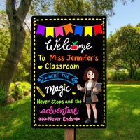 In This Classroom Adventure Never Ends - Personalized Metal Sign