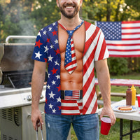 Funny 3D USA Bikini Graphic Shirt - Patriotic 4th of July Couple Gag Gift