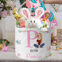 Initial Name Cute Cartoon - Personalized Easter Basket
