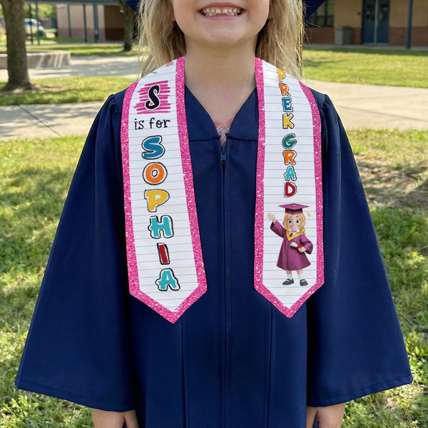 Initial Name Prek Kindergarten Graduation - Personalized Graduation Stole
