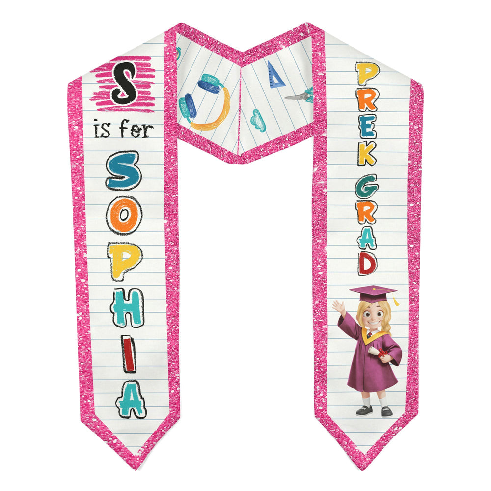 Initial Name Prek Kindergarten Graduation - Personalized Graduation Stole