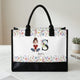 Initial Name With Floral - Personalized Tote Bag