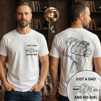 Just A Dad And His Girl Sketch Line Art - Personalized Shirt