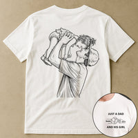 Just A Dad And His Girl Sketch Line Art - Personalized Shirt