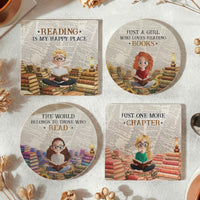 Just A Girl Who Loves Reading Books - For Book Lovers Club - Personalized Coaster