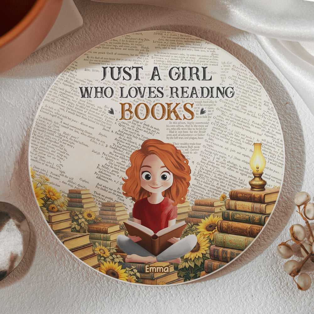 Just A Girl Who Loves Reading Books - For Book Lovers Club - Personalized Coaster