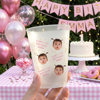 Personalized Kid Birthday Party Cups - Custom Photo Frosted Cups