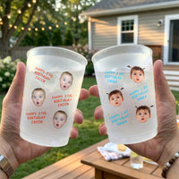 Personalized Kid Birthday Party Cups - Custom Photo Frosted Cups