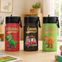 Kid Cartoon Dinosaurus Vehicles - Personalized Water Bottle