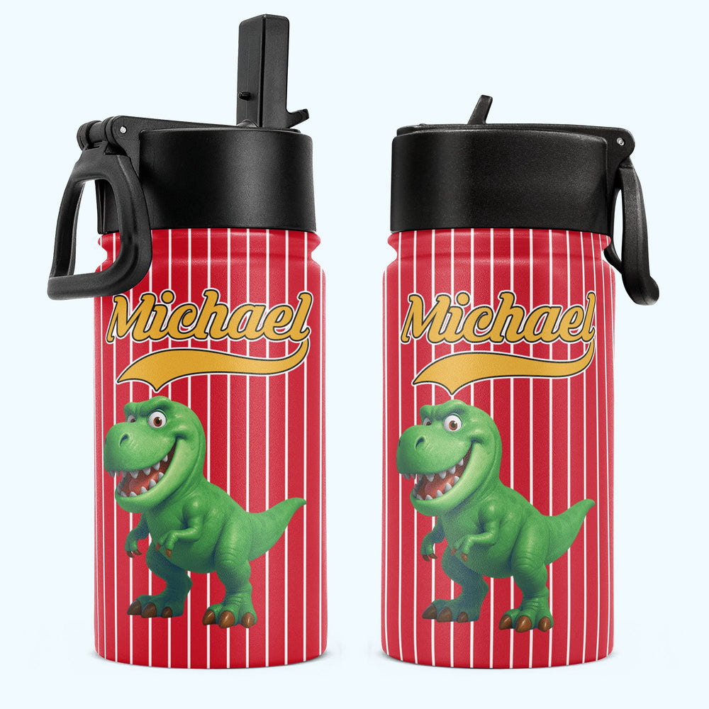 Kid Cartoon Dinosaurus Vehicles - Personalized Water Bottle