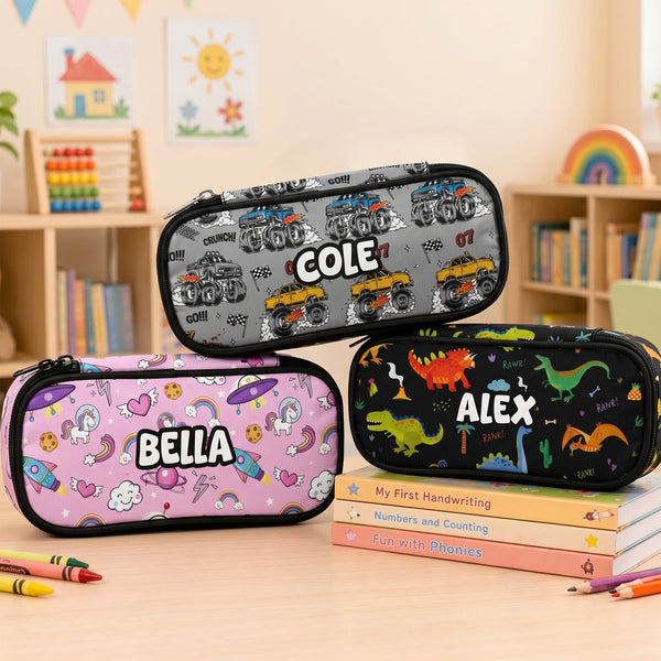 Kid Custom Pattern And Name - Personalized Pencil Case