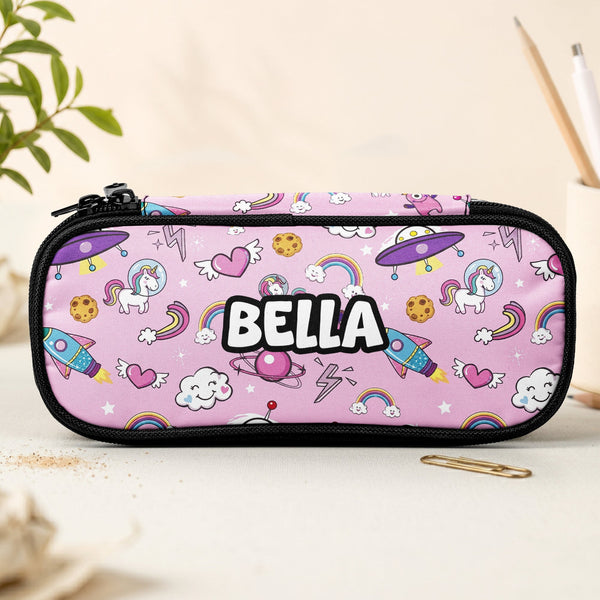 Kid Custom Pattern And Name - Personalized Pencil Case