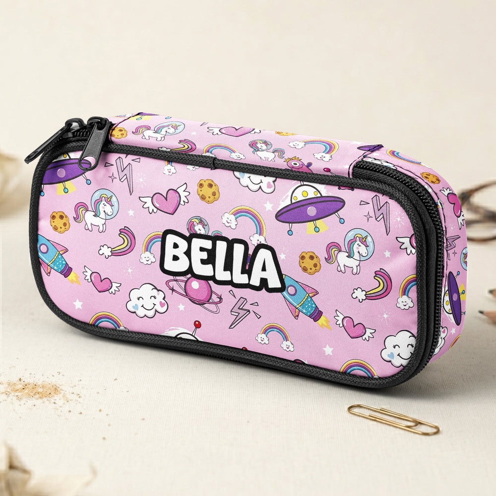 Kid Custom Pattern And Name - Personalized Pencil Case