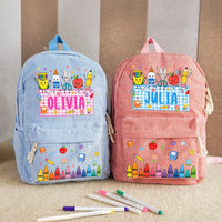 Kid Pencil Apple Notebook Crayon Design - Personalized Backpack