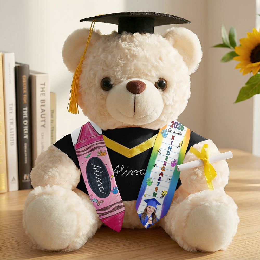 Kid Pencil Graduation Custom Photo - Personalized Graduation Teddy Bear