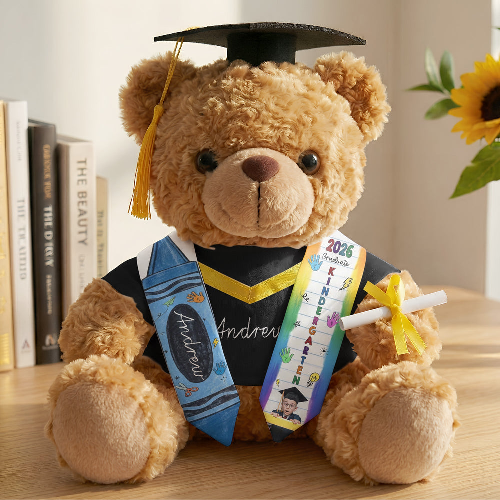 Kid Pencil Graduation Custom Photo - Personalized Graduation Teddy Bear
