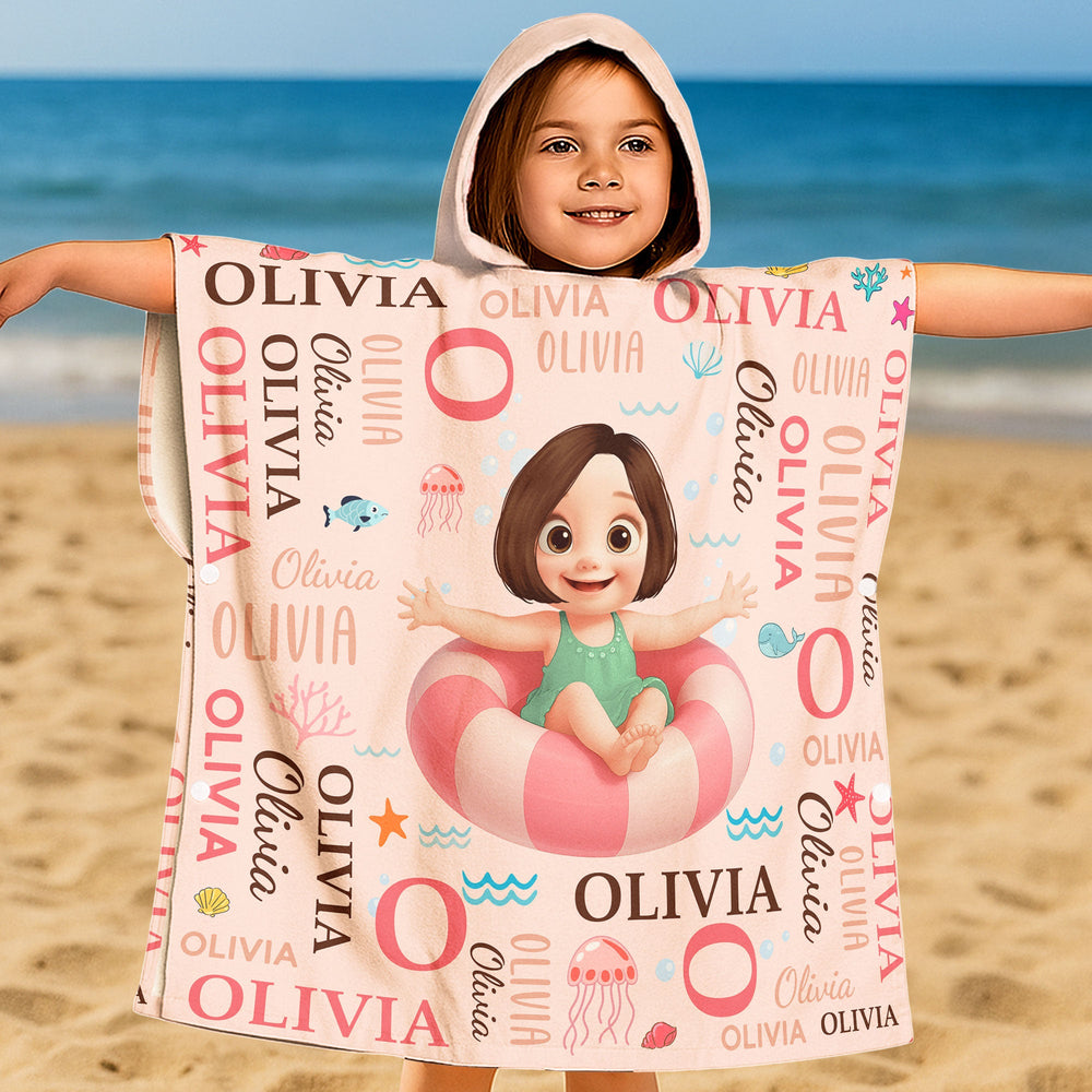 Kid Summer Name Pattern - Personalized Beach Towel