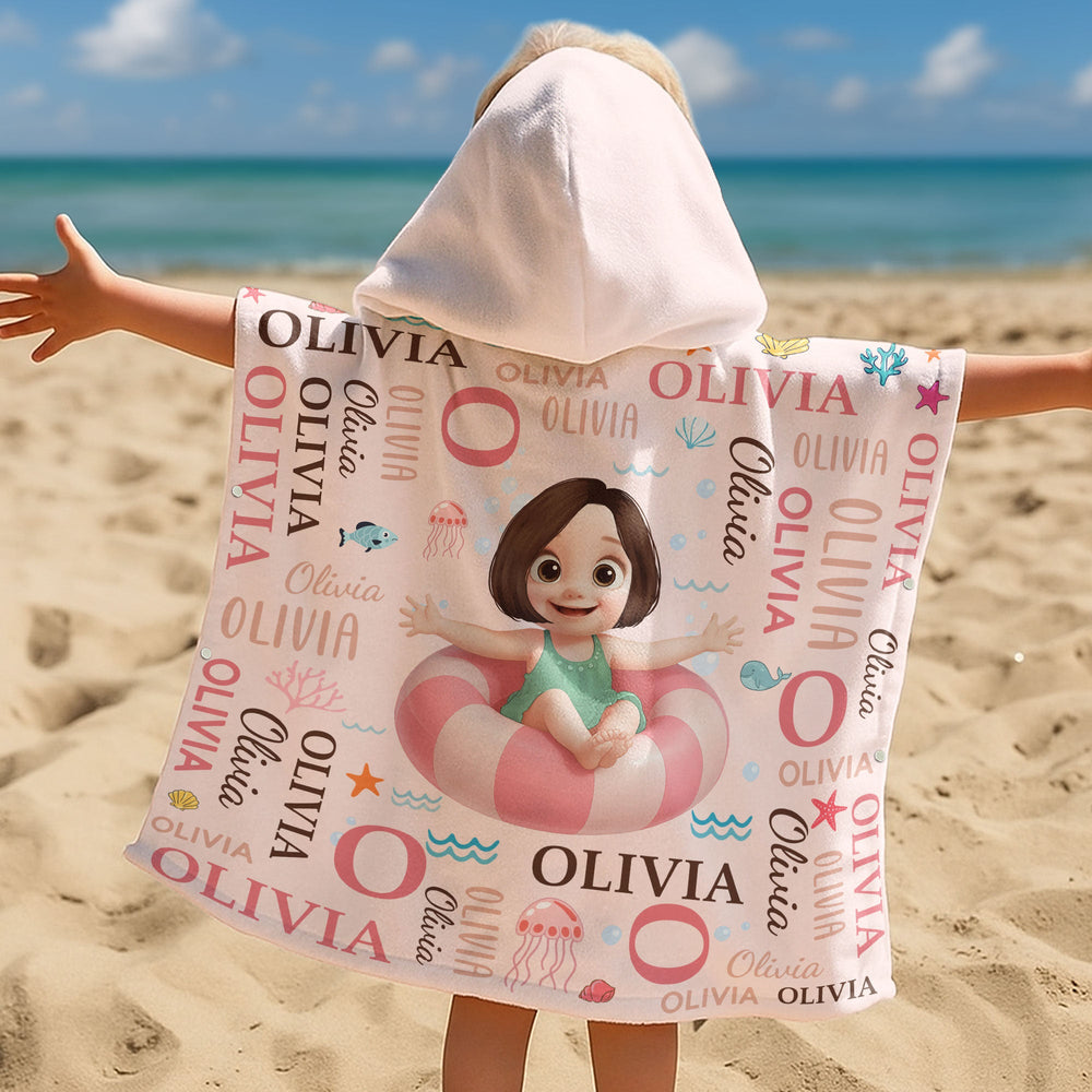 Kid Summer Name Pattern - Personalized Beach Towel