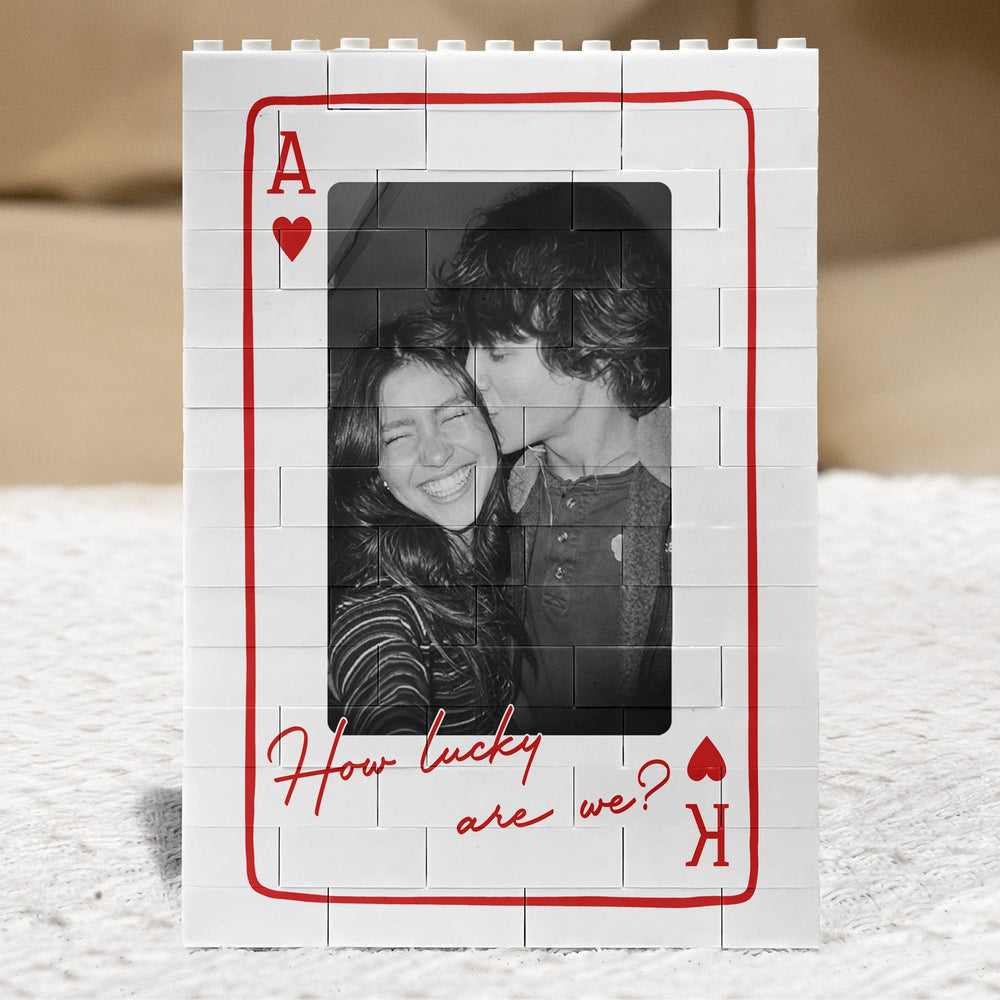 King And Queen Custom Couples Photo How Luck We Are - Personalized Photo Rectangle Building Brick