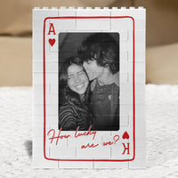 King And Queen Custom Couples Photo How Luck We Are - Personalized Photo Rectangle Building Brick