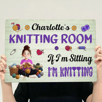 Knitting Room, Crochet Room - Personalized Metal Sign