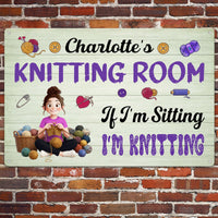 Knitting Room, Crochet Room - Personalized Metal Sign