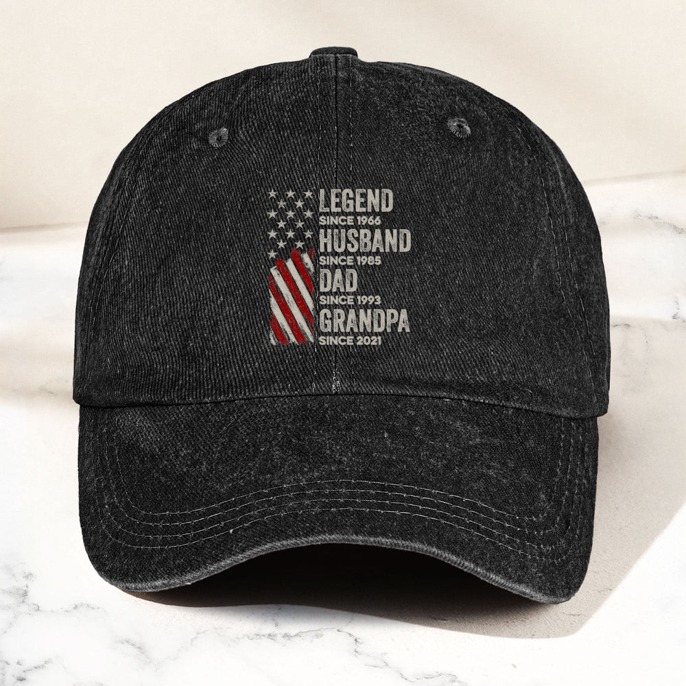Father's Day Gifts, Legend, Husband, Dad And Grandpa - Personalized Distressed Denim Cap