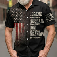 Father's Day Gifts, Legend, Husband, Dad And Grandpa Custom Family Name - Personalized Hawaiian Shirt