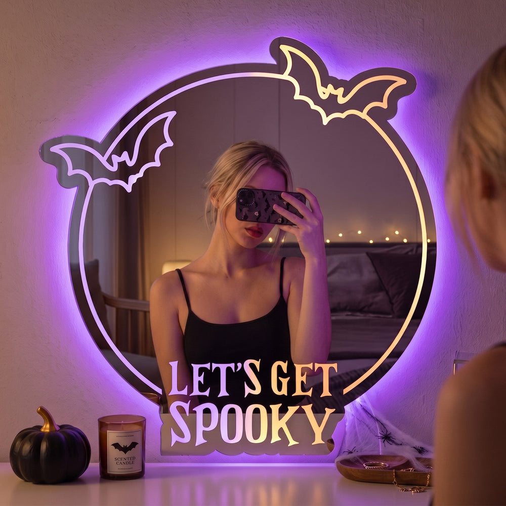 Let's Get Spooky Bat Halloween - Personalized LED Mirror