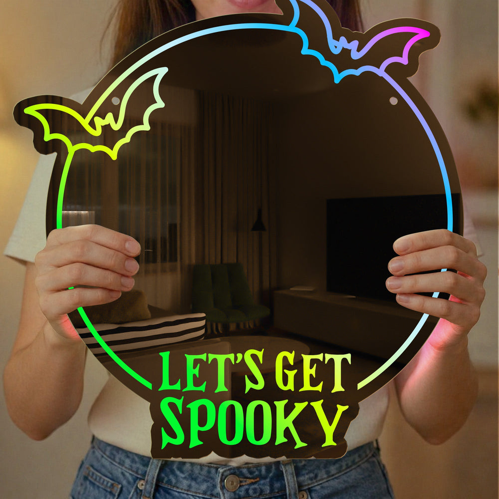 Let's Get Spooky Bat Halloween - Personalized LED Mirror