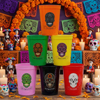 Custom Mexican Fiesta Party Cups - Personalized Day of The Dead Drinkware